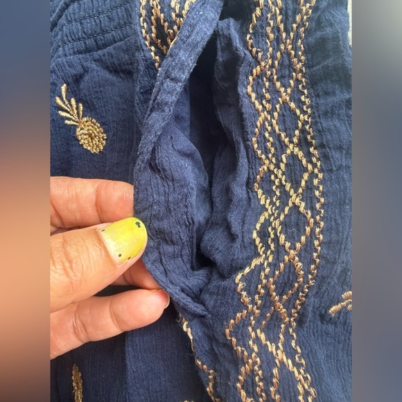 J.Crew Navy Blue Pineapple Embroidered Women's Shorts size Small elastic waist - Picture 5 of 15